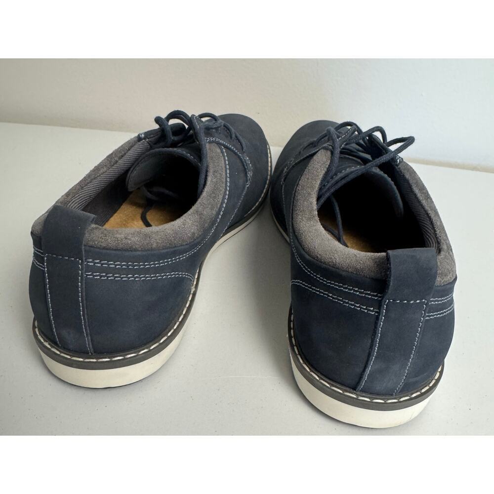 EUC WINSLOW PLAIN TOE MEN'S SHOES 11.5M GRAY BLUE LEATHER JOHNSTON MURPHY - Picture 5 of 9